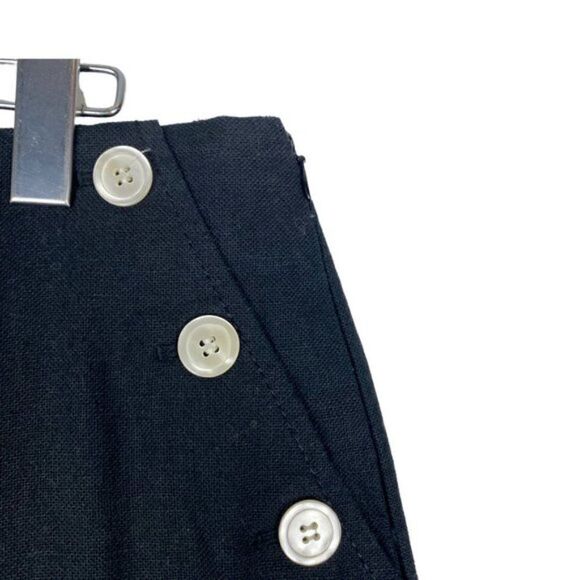 PRECIS PETITE Women's Black Linen High Rise Wide Leg Trouser Buttons US 14 - Picture 4 of 8